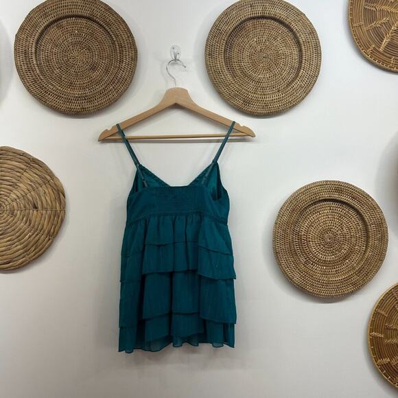 Vintage Y2K 2000s Express Blue Ruffle Seamed Sleeveless Tank Top 0 - Picture 3 of 8